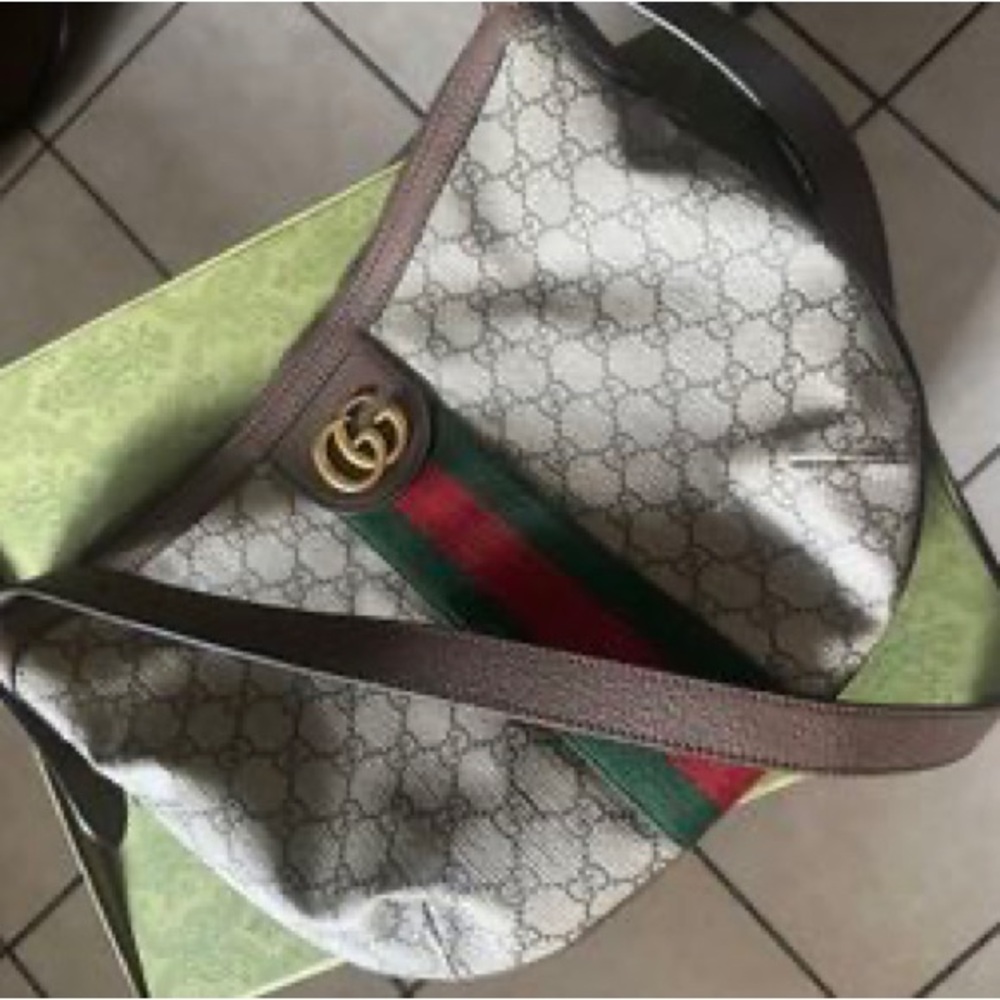 Authentic Gucci GG Ophidia Small Half Moon Hobo Crossbody|Brown|Dust Bag/Box